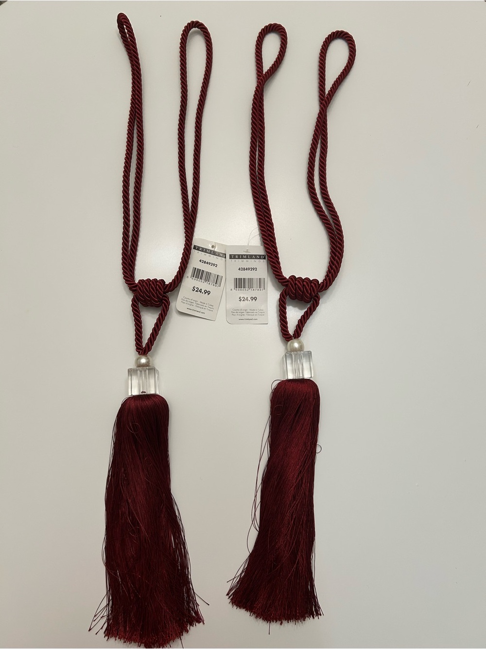 Decorative Tassel Tiebacks - Burgundy